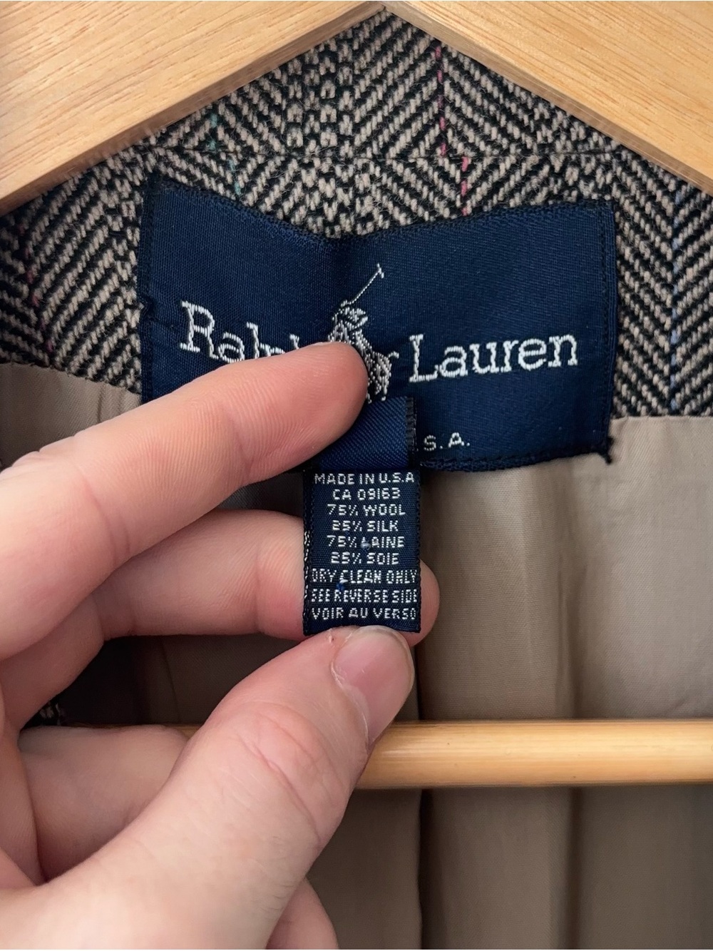 Vintage Ralph Lauren Wool Silk Blazer Women’s 10 Herringbone Tweed USA Jacket - Picture 10 of 14